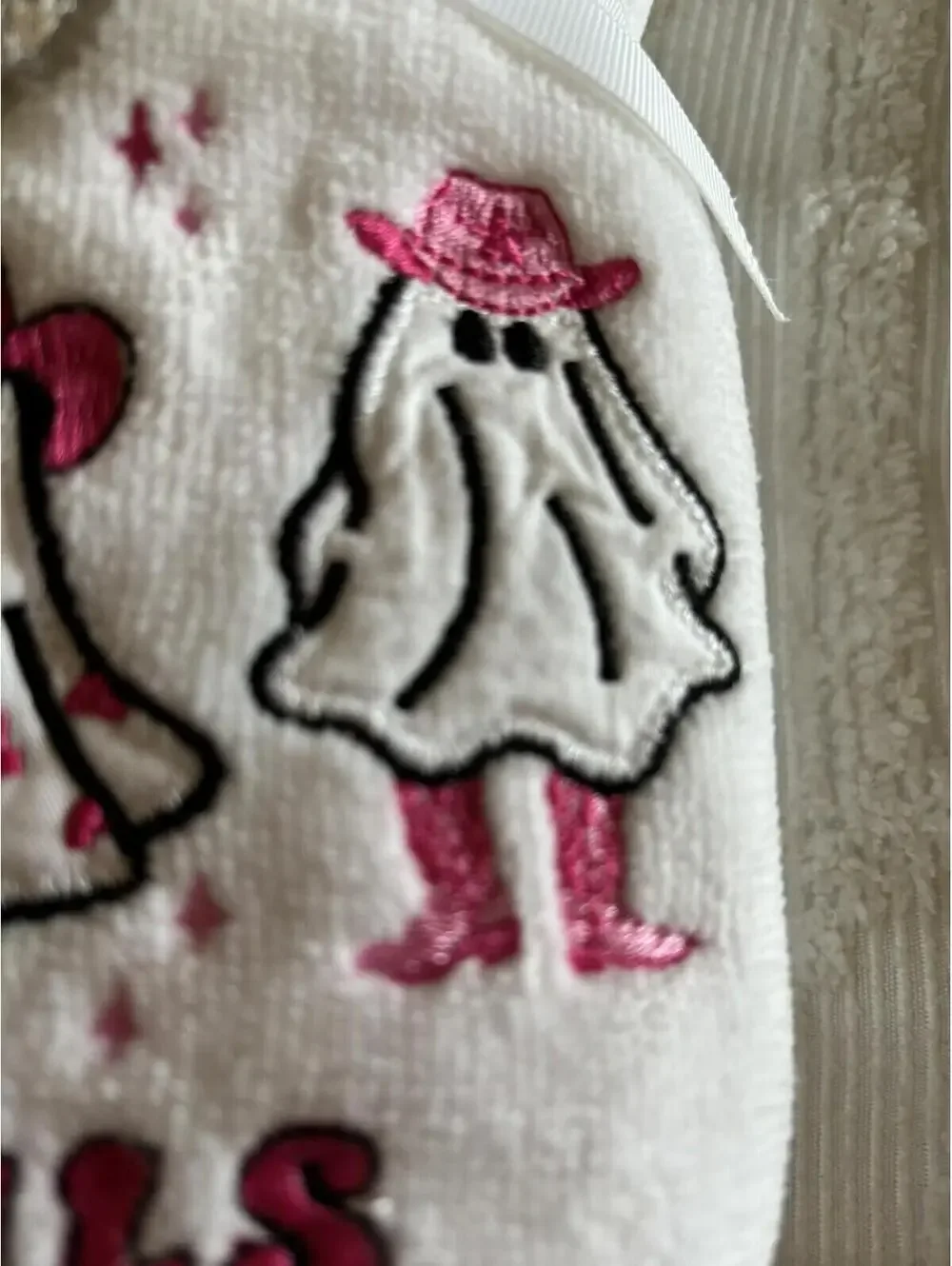 Truly Lou Pink Disco Ghost Hand Towels New